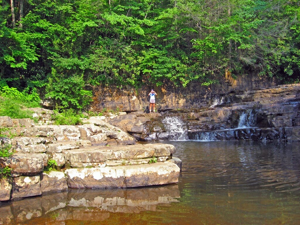 Standing on the rocks on the Appalachian Trail 